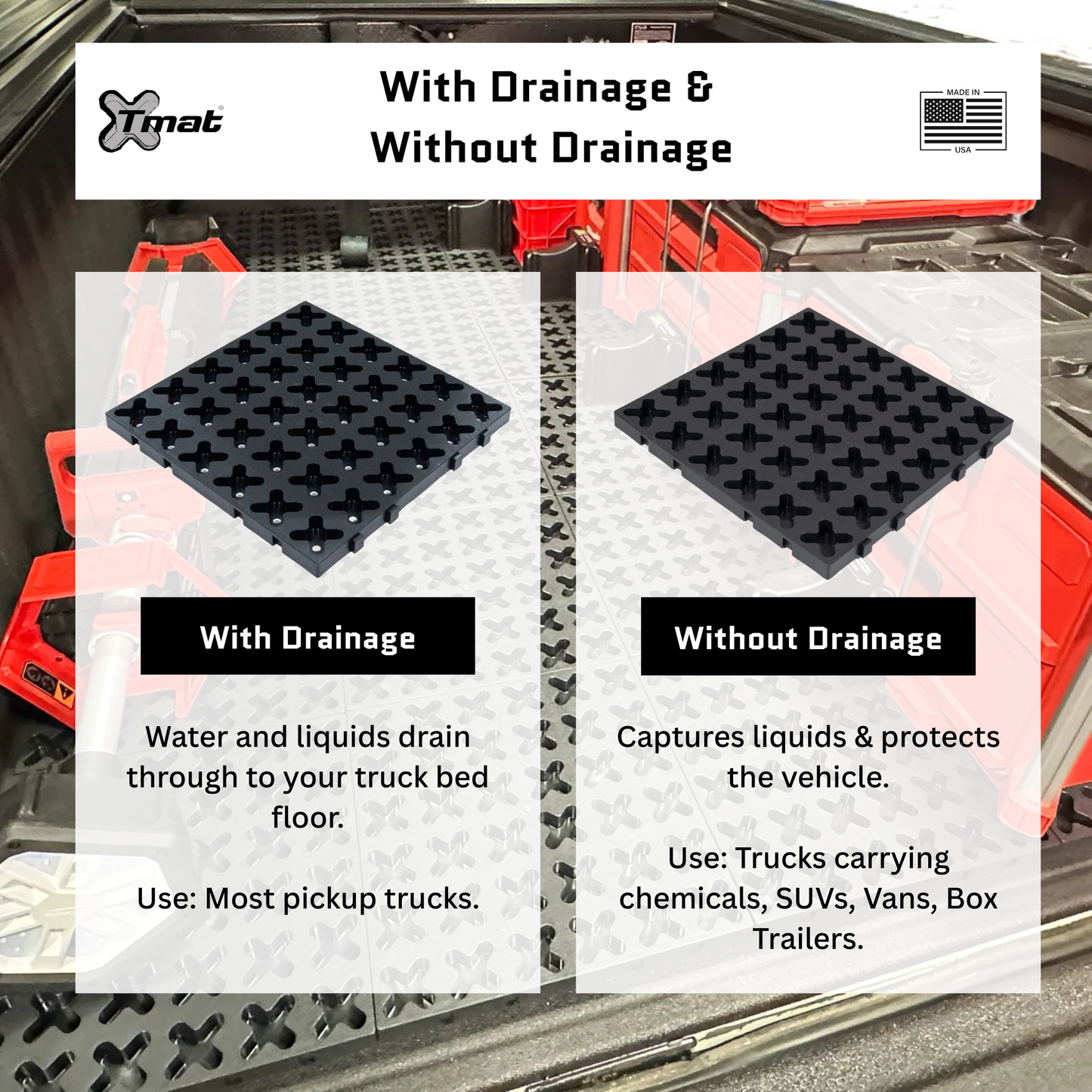 12" x 12" Tmat Interlocking Panel - Six Connectors With Drainage (Single)